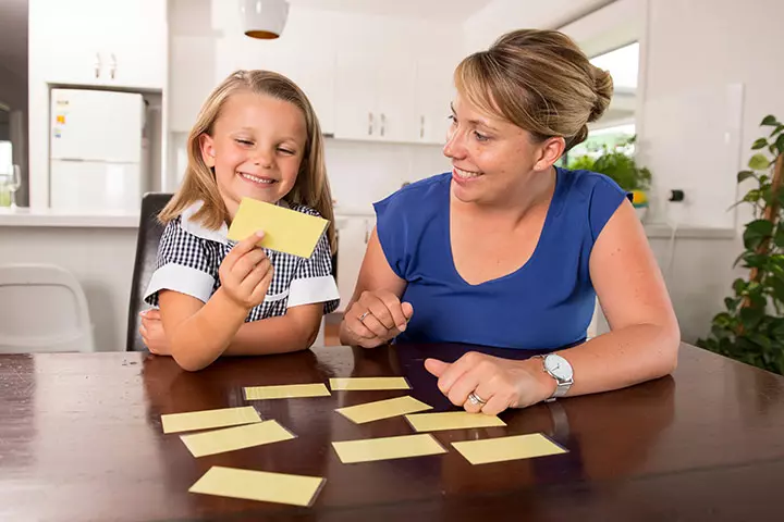 Sight words memory game, educational activity for kids