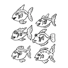 Six Fishes coloring page