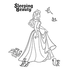 Sleeping beauty with friends coloring page