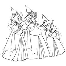 Sleeping beauty good fairies coloring page