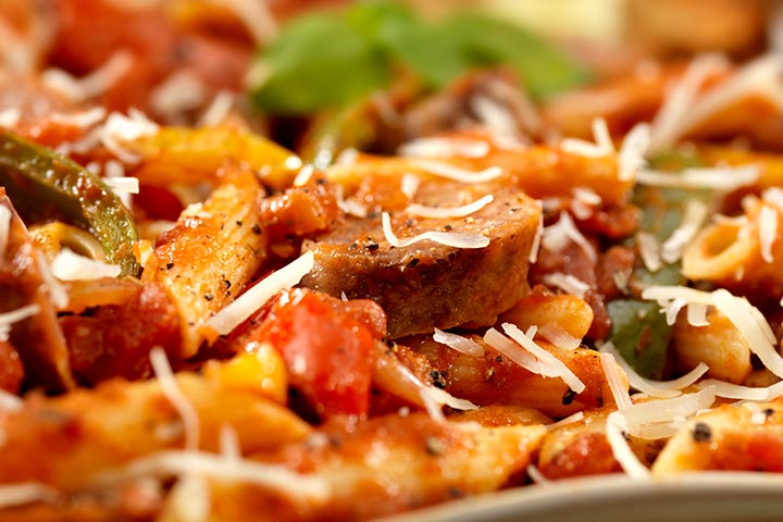 Sweet Italian sausage with penne pasta recipe for kids