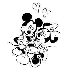 Sweetheart mickey and minnie coloring pages