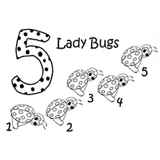 5 Ladybugs coloring page