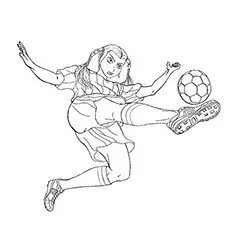 A massive kick by a soccer player coloring page