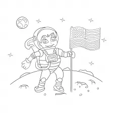 The Astronaut On The Moon with Flag