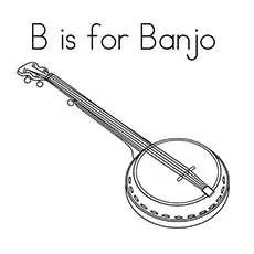 Free Printable B Stands for Banjo Coloring Pages
