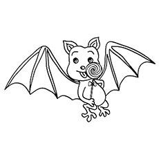 Bat Eating a Lollipop Coloring Pages