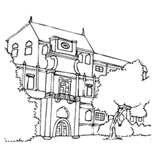 Beautiful bungalow coloring page