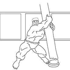 Hulk Breaking The Pillar Coloring Page
