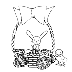 兔子复活节篮子涂色页