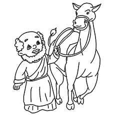 Camel With Master coloring page