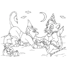Coloring Sheet of Loin King Character are Celebrating Halloween