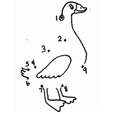 Connect The Dots to Complete the Image of Duck Coloring Pages