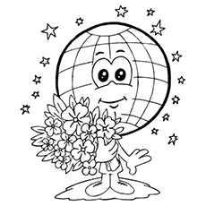 Cute Earth Coloring Page