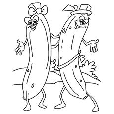 Funny bananas dancing coloring page