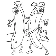 Funny bananas dancing coloring page