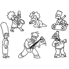 Simpsons Characters Coloring Page