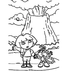 Dora Near The Volcano coloring page