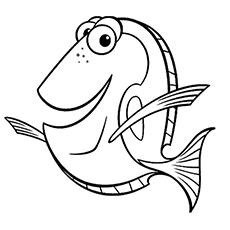 Character Dory Wide Eyed Coloring Page