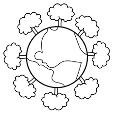 Earth Surrounded By Ring Of Trees Coloring Pages