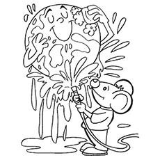 Earth Taking a Bath Coloring Page