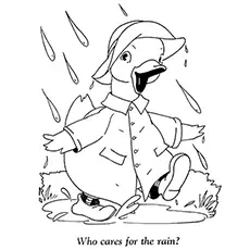 Duck Enjoying the Rain Coloring Pages
