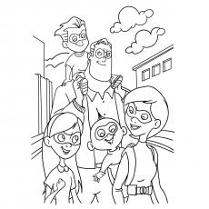 Free Printable Incredibles Characters Coloring Page for Adults and Kids 