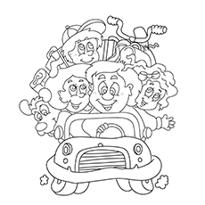 The Family On A Ride coloring page