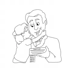 Father Receiving a Card Coloring Page