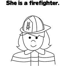 Firewoman, firefighter coloring page