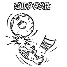 Football boot and a soccer ball coloring page