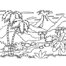 Forest Volcano coloring page