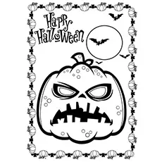 Coloring Pages Halloween Pumpkin And Bats_image