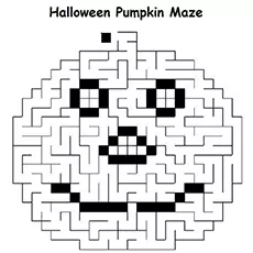 Halloween Pumpkin Maze Coloring Page to Print