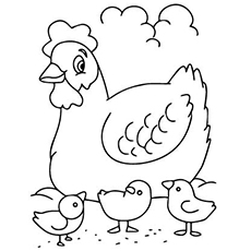 Hen And Chicks Coloring Page