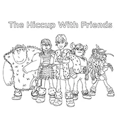 Hiccup and his friends from How To Train Your Dragon coloring page_image