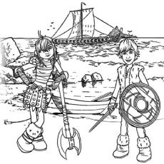 Hiccup and Astrid, How To Train Your Dragon coloring page