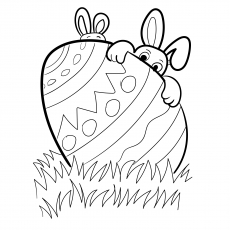 Hide And Seek With Bunny And Egg coloring page