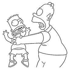 Homer Gets Angry on Bart Coloring Pages