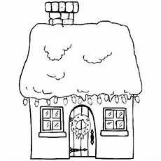 Decorated Christmas House Coloring Page