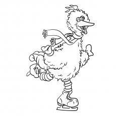 Big Bird Ice Skating Coloring Page