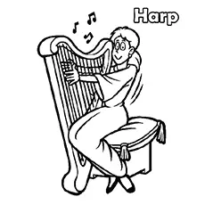 Coloring Pages Instrument Of The Gods Harp Music _image
