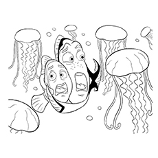 Jellyfish Attack on Nemo Coloring Pages