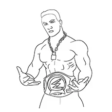 John Cena with championship belt coloring page