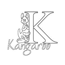 K is for kangaroo coloring page