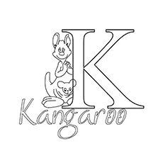 K is for kangaroo coloring page