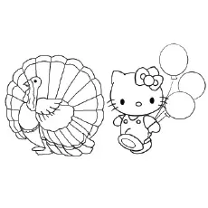 The Kitty WithTurkey coloring page
