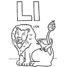 L For Lion And Lizard coloring page