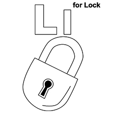 L For Lock coloring page