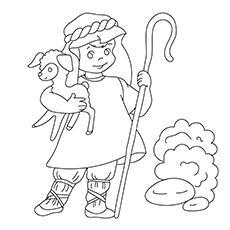 Shepherd with a Sheep coloring page